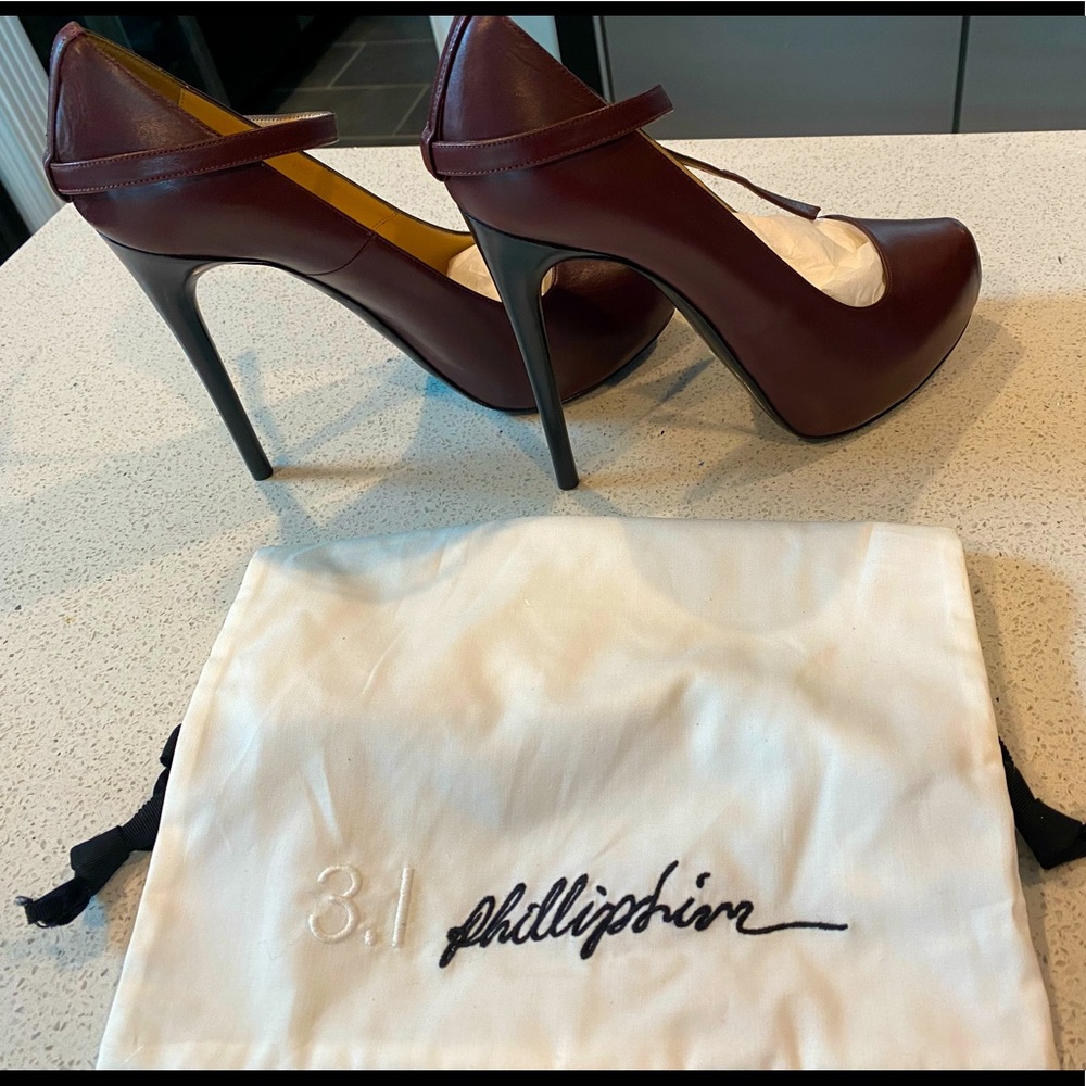 3.1 Philip Lim Leather Platform Anklestrap Pumps